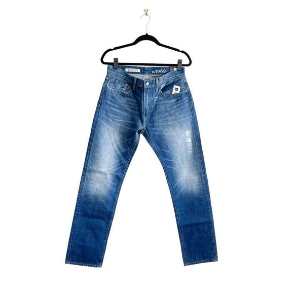 GAP 1969 Men's Denim Jeans Straight Leg Tapered Blue Wash Size 30x32 - Picture 1 of 11